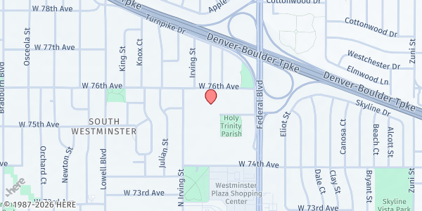 Map showing Westminster Commons Apartments - Volunteers of America at 3180 W. 76th Ave., Westminster, CO