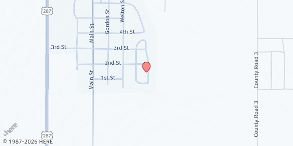 Map showing Wiley Community Building at 209 Pheasant Run, Wiley, CO