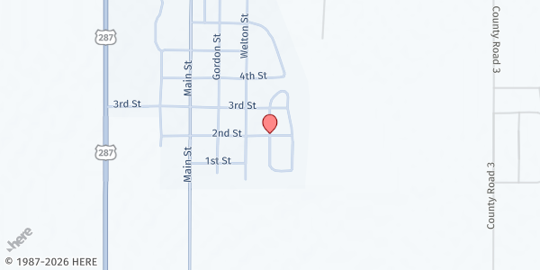 Map showing Wiley Community Building at 209 Pheasant Run, Wiley, CO