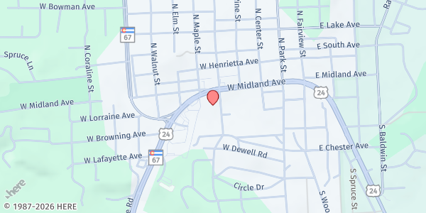 Map showing Our Lady of the Woods: St. Martin Food Pantry at 116 S. West St., Woodland Park, CO