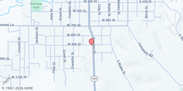 Map showing Wray Church of Christ at 520 W. 9th St., Wray, CO