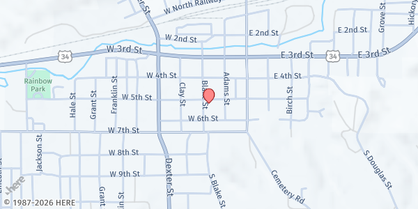 Map showing Wray United Methodist Church at 500 Blake St, Wray, CO