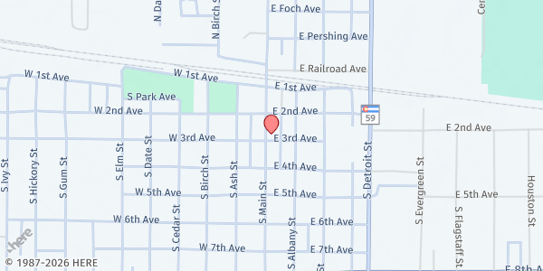 Map showing Community Cupboard - Yuma County at 221 S. Main St., Yuma, CO