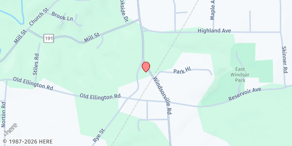 Map showing EAST WINDSOR - St. Catherine Church at 6 Windsorville Rd, Broad Brook, CT