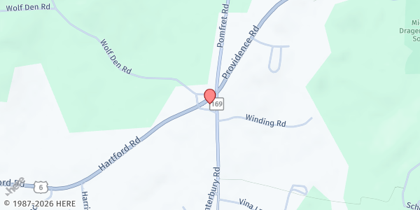 Map showing Unitarian Universalist Society in Brooklyn CT at 7 Hartford Rd, Brooklyn, CT