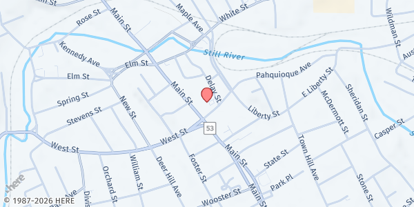Map showing Comida Food Pantry at 24 Delay St, Danbury, CT
