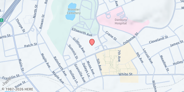 Map showing DANBURY - Ellsworth School at 53 Ellsworth Ave, Danbury, CT