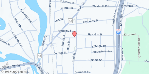 Map showing Access Agency Food Bank - Food Distribution Center at 231 Broad St, Danielson, CT