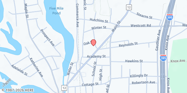 Map showing Community Kitchens Of Northeast Connecticut - Food Distribution Center at 9 Spring St, Danielson, CT