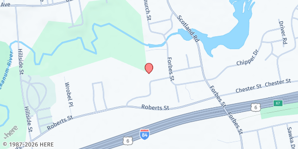 Map showing EAST HARTFORD - Living Word Church at 30 Old Roberts Street, East Hartford, CT