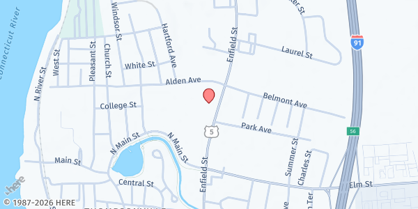 Map showing Enfield Food Shelf at 786 Enfield St, Enfield, CT