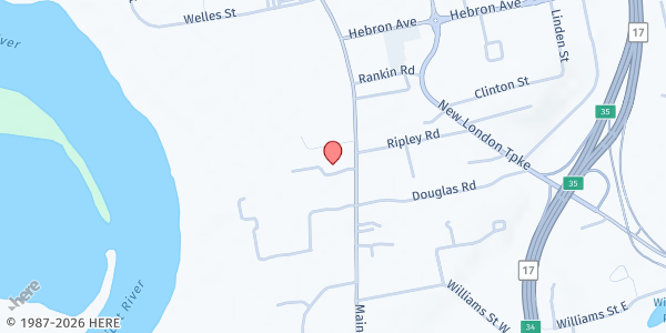 Map showing GLASTONBURY - First Church of Christ Congregational at 2183 Main St, Glastonbury, CT