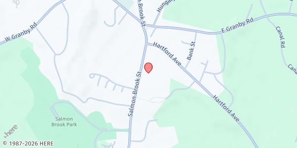 Map showing GRANBY - Waste Not Want Not - South Congregational Church at 242 Salmon Brook St, Granby, CT