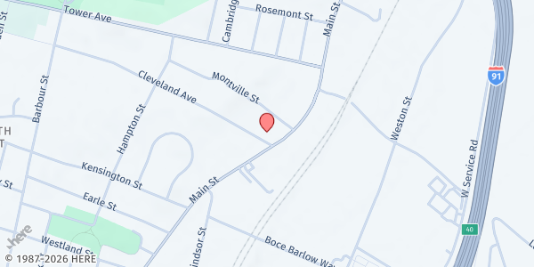 Map showing Bible Way Temple Nation at 3053 Main St, Hartford, CT