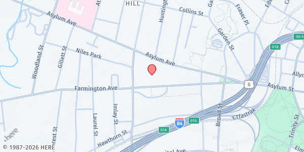 Map showing Cathedral of St. Joseph - Back Parking Lot at 809 Asylum Ave., Hartford, CT