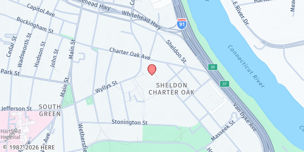 Map showing Church of the Good Shepherd at 155 Wyllys St, Hartford, CT