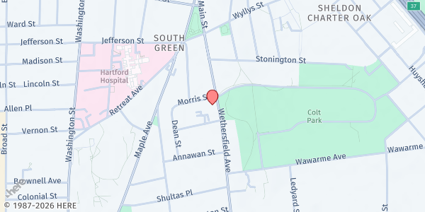Map showing Community Housing Advocates inc. - Hartford at 117 Wethersfield Ave, Hartford, CT