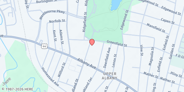 Map showing Faith Seventh-day Adventist Church at 500 Woodland St, Hartford, CT
