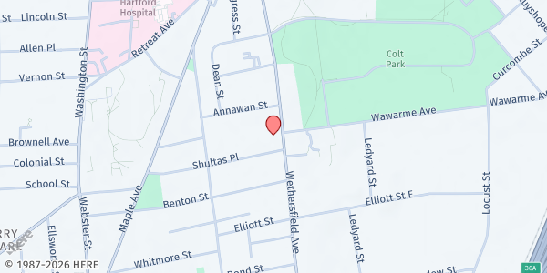 Map showing HARTFORD - Grace Church of God at 235 Wethersfield Ave, Hartford, CT