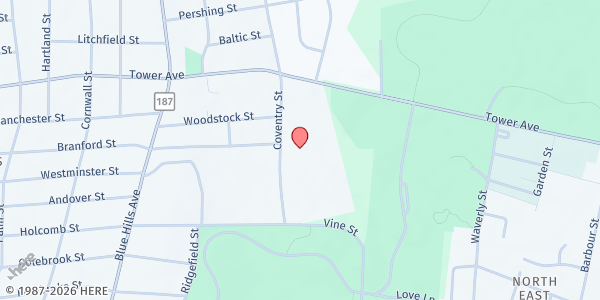 Map showing HARTFORD - Northend Senior Center at 80 Coventry St, Hartford, CT