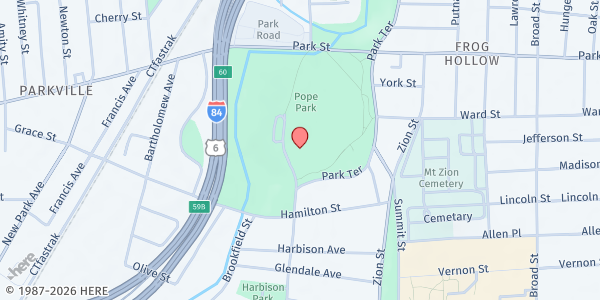 Map showing HARTFORD - Pope Park at 30 Pope Park Dr, Hartford, CT