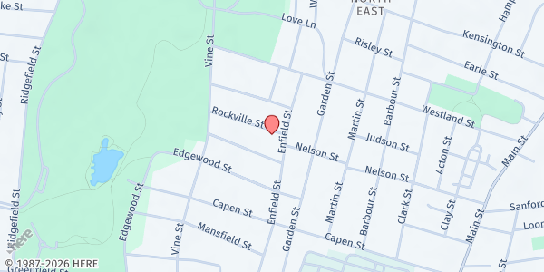Map showing Hopewell Food Pantry - Food Distribution Center at 67 Rockville St, Hartford, CT