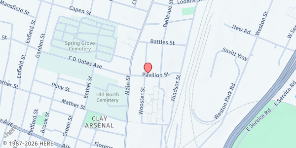 Map showing House Of Harvest - Food Distribution Center at 114 Wooster St, Hartford, CT