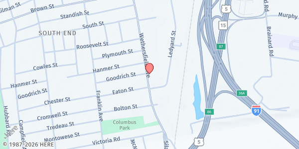 Map showing Mutual Housing - Food Distribution Center at 864 Wethersfield Ave, Hartford, CT