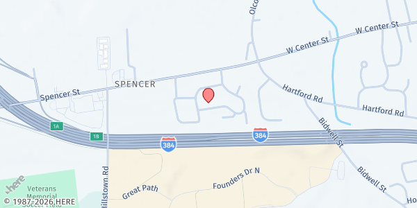 Map showing MANCHESTER - Squire Village at 48 Spencer St, Manchester, CT