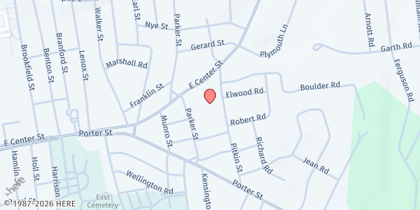 Map showing New Horizon Food/clothing - Food Distribution Center at 40 Pitkin St, Manchester, CT