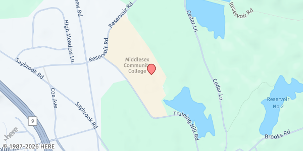 Map showing Middlesex Community College - Lower Parking Lot at 100 Training Hill Rd, Middletown, CT