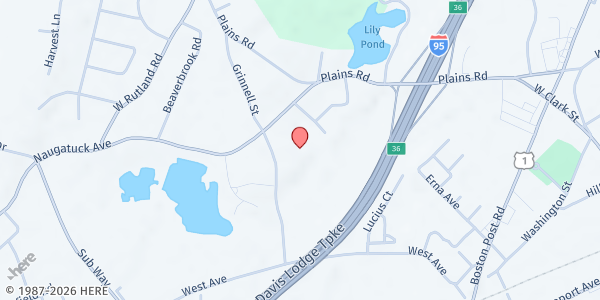 Map showing MILFORD - Kingdom Life Christian Church Cathedral at 1455 Naugatuck Ave, Milford, CT