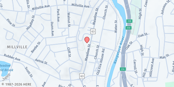 Map showing NAUGATUCK - Salem Elementary School at 124 Meadow St, Naugatuck, CT