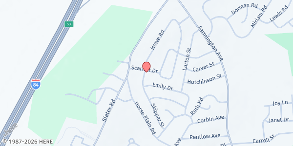 Map showing NEW BRITAIN - HA Scarlett Drive at 43 Scarlett Dr, New Britain, CT