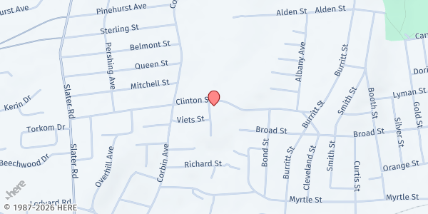Map showing NEW BRITAIN - HRA at 180 Clinton St, New Britain, CT