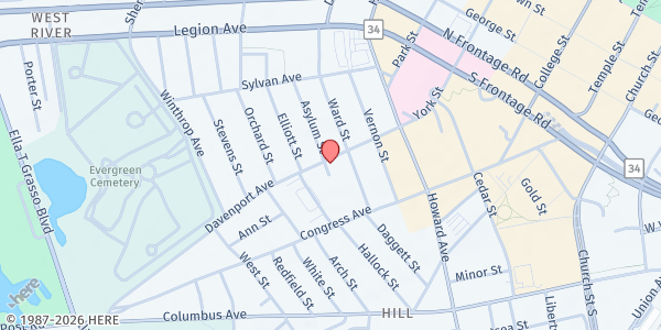 Map showing Christian Community Action Inc. - New Haven at 168 Davenport Ave, New Haven, CT