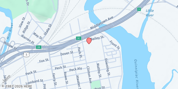 Map showing Clinton Avenue School at 293 Clinton Ave, New Haven, CT