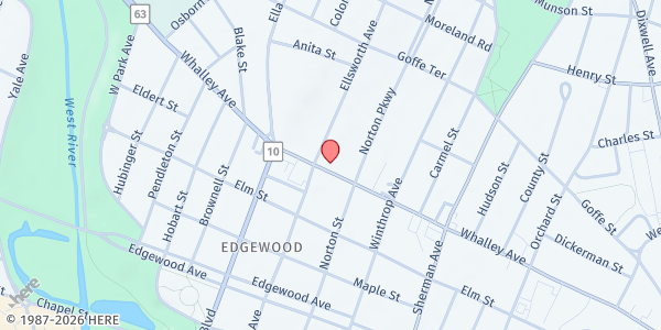 Map showing Community Action of New Haven at 419 Whalley Ave, New Haven, CT