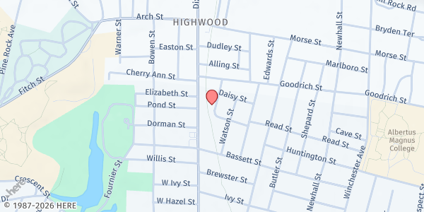 Map showing New Haven Church of Christ Food Pantry at 16 Gem St, New Haven, CT