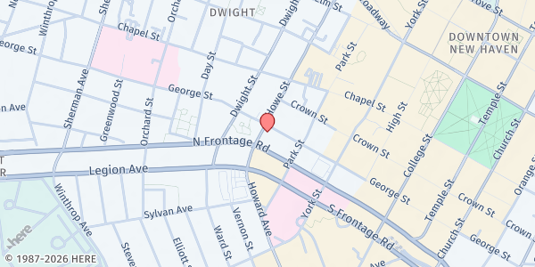 Map showing The Salvation Army of New Haven at 450 George St, New Haven, CT