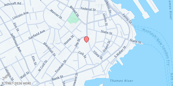 Map showing Catholic Charities Diocese - New London at 28 Huntington St, New London, CT