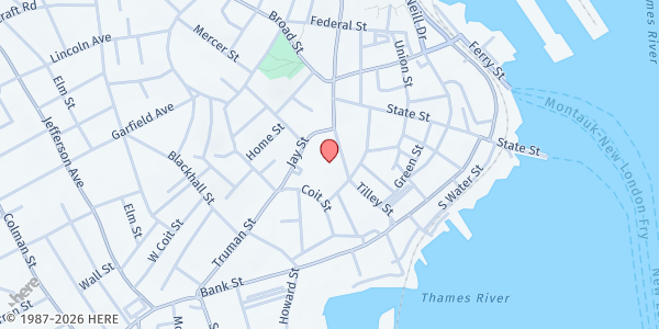 Map showing NEW LONDON - St. Mary Star of the Sea at 10 Huntington St, New London, CT