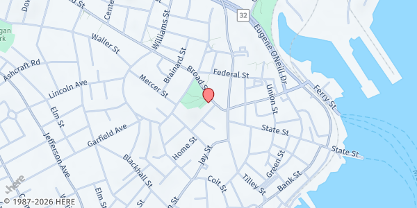 Map showing St Francis House New London at 30 Broad St, New London, CT