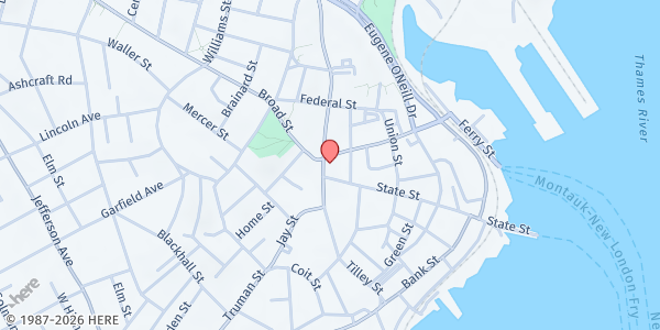 Map showing Thames Valley Council for Community Action Inc. - New London at 83 Huntington St, New London, CT