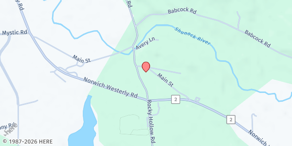 Map showing North Stonington Baptist Church at 5 Rocky Hollow Rd #1634, North Stonington, CT