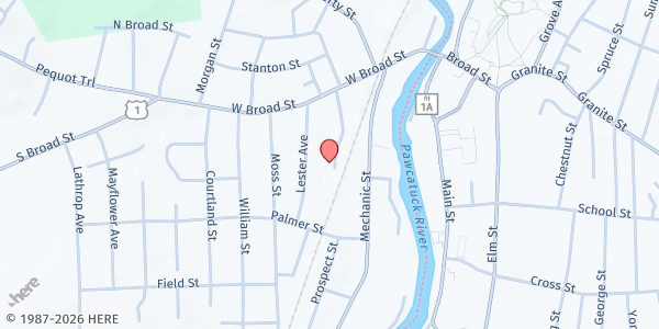 Map showing Pawcatuck Neighborhood Center at 27 Chase St, Pawcatuck, CT