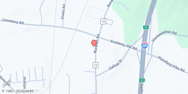 Map showing Plainfield Congregational Church at 519 Norwich Rd, Plainfield, CT