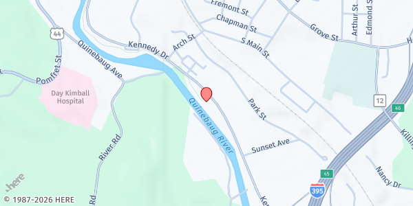 Map showing PUTNAM - Danielson Veterans at 18 Kennedy Dr, Putnam, CT