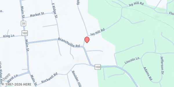 Map showing St. Andrew's Lutheran Church at 6 Ivy Hill Rd, Ridgefield, CT