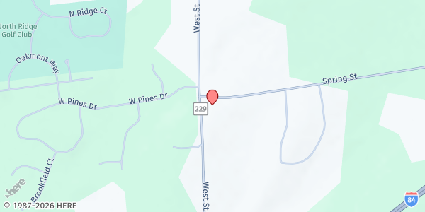 Map showing The Tabernacle at 1445 West St, Southington, CT